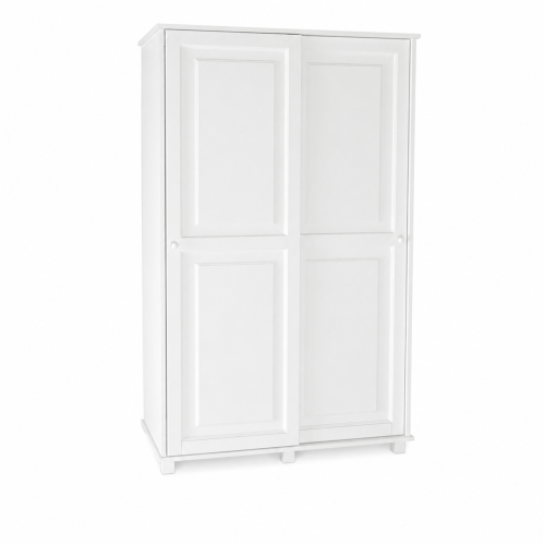 Minimalistyczna biała szafa przesuwna dwudrzwiowa, pełne fronty do sypialni