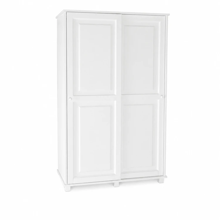 Minimalistyczna biała szafa przesuwna dwudrzwiowa, pełne fronty do sypialni