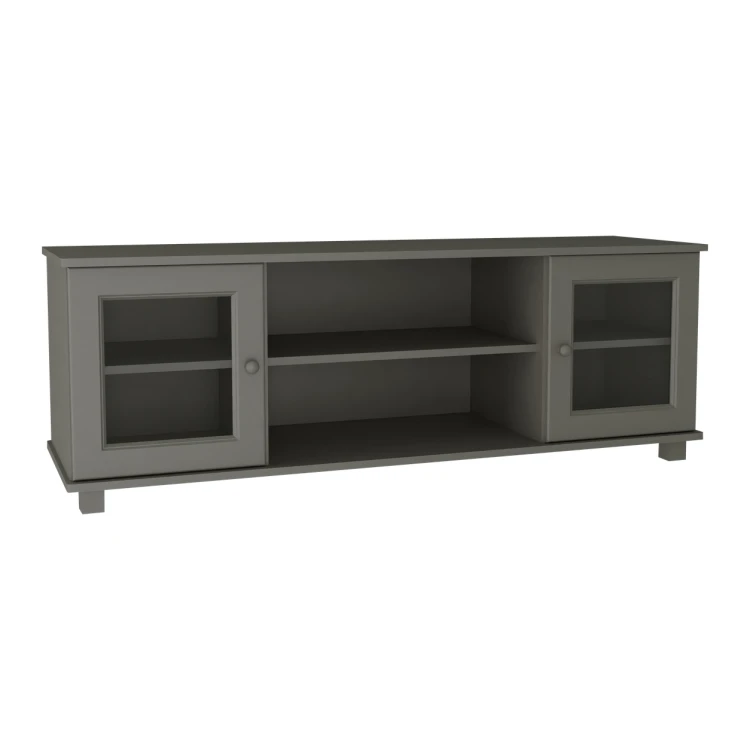 Elegancka komoda pod TV szara, styl skandynawski, witryny.