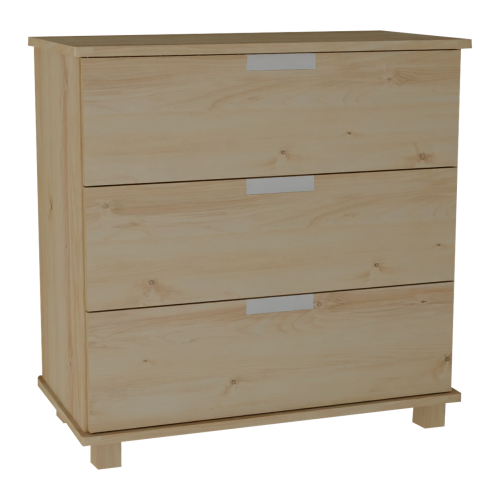 Jasna komoda z naturalnego drewna sosnowego, 3 szerokie szuflady.