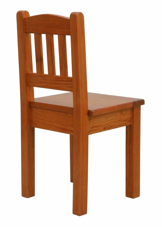 Krzesło drewniane w kolorze dębu, widok od tyłu, klasyczny design.