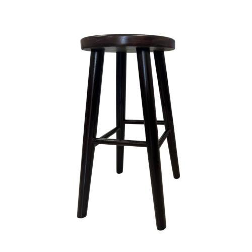Elegancki taboret barowy w ciemnym kolorze, drewniany hoker