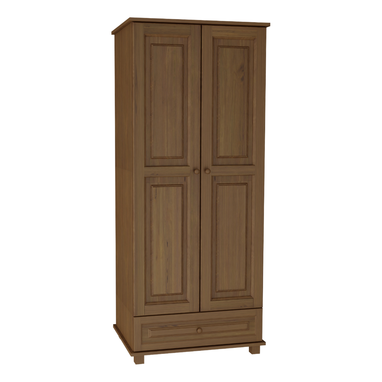Dwudrzwiowa szafa drewniana z szufladą, elegancki design do sypialni