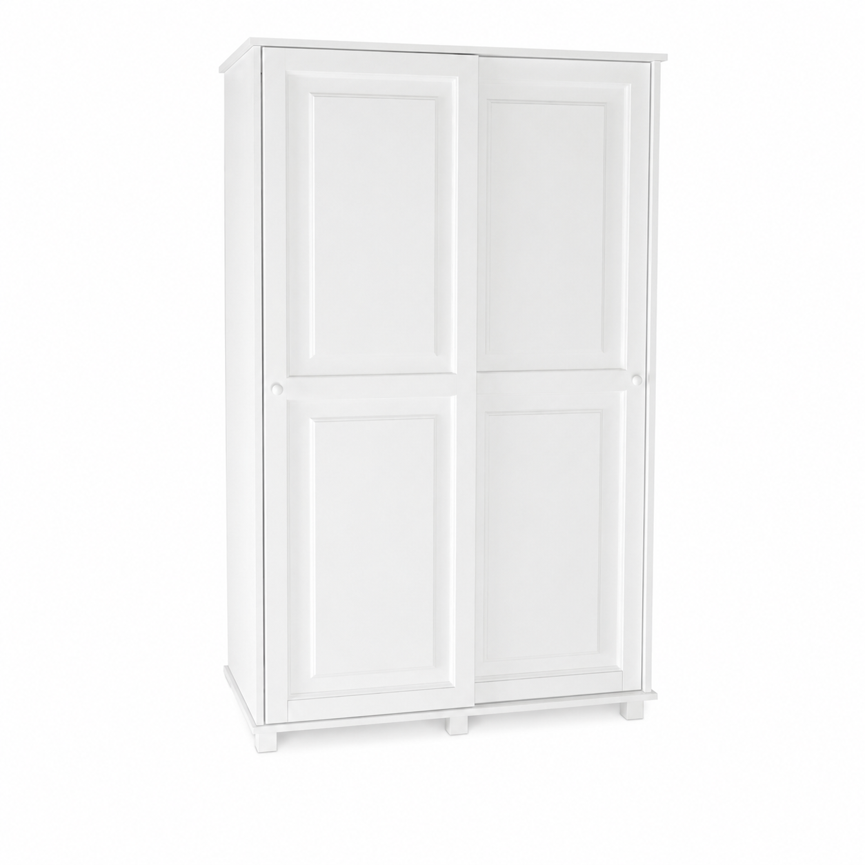 Minimalistyczna biała szafa przesuwna dwudrzwiowa, pełne fronty do sypialni